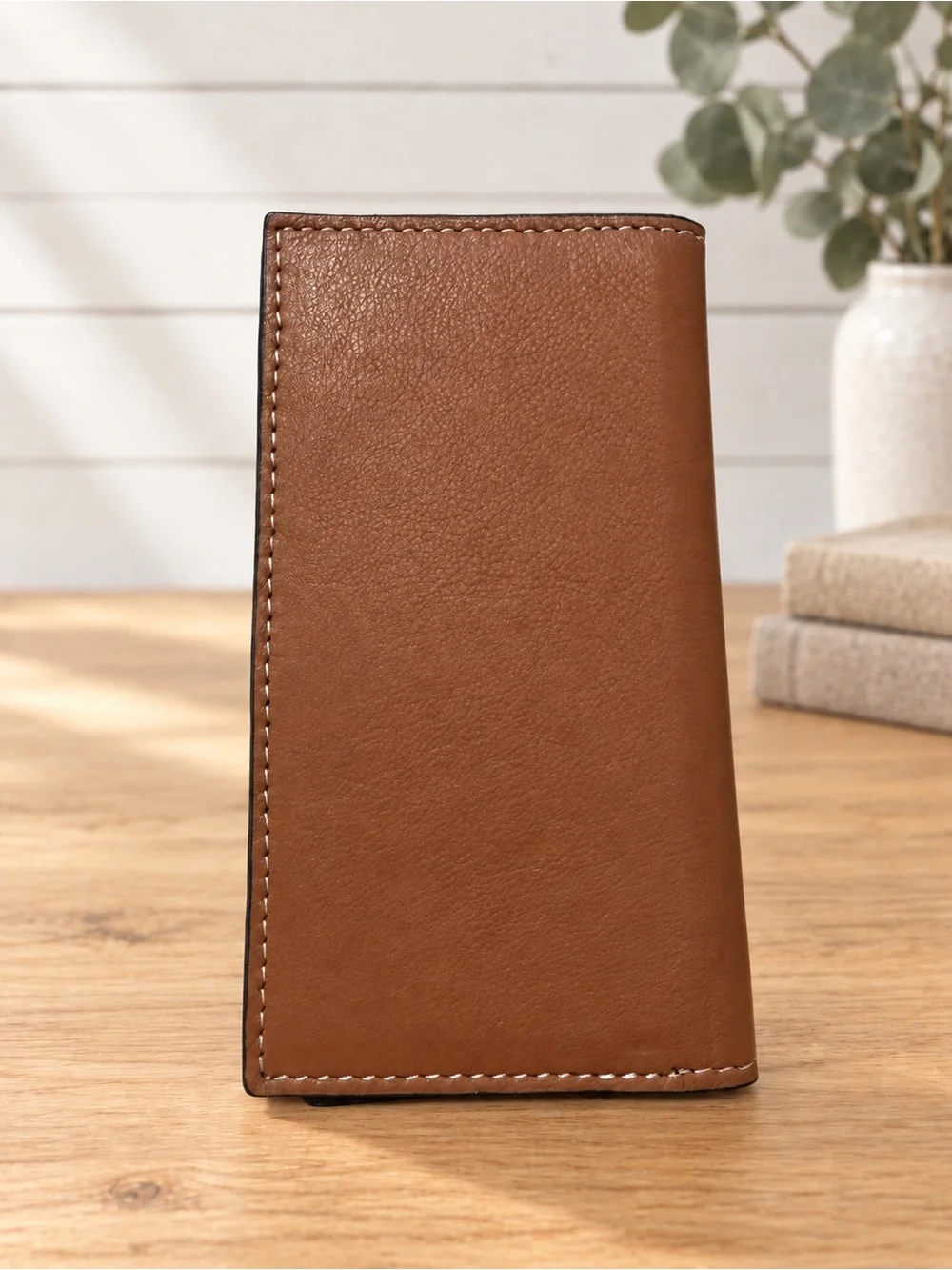 Western Brown Leather Mens Long Wallet with Silver Concho